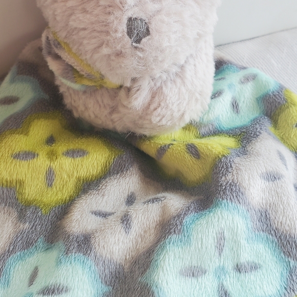 Blankets & Beyond Blue Gray Teddy Bear Plush Baby Security Lovey Grey Soft Toy - Picture 2 of 7